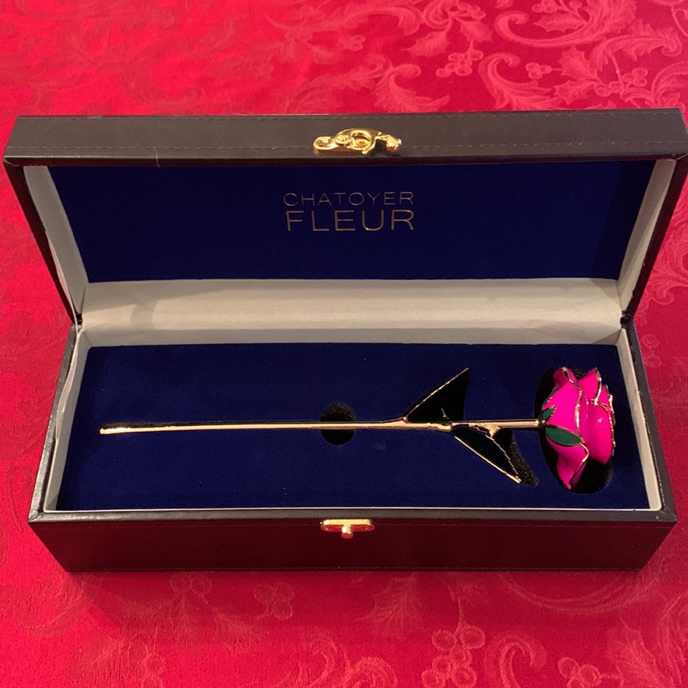 Chatoyer Fleur Forever Rose 24K gold piped pink rose - Picture 10 of 16